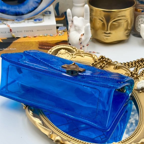 🆕 KURT GEIGER LONDON 🧿 NWOT Mini Brixton PVC Crossbody Bag, Transparent Blue - Picture 8 of 12